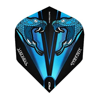 Image of RED DRAGON Hardcore Peter Wright Snakebite Blue Transparent Dart flights 3 sets per pack (9 in total)