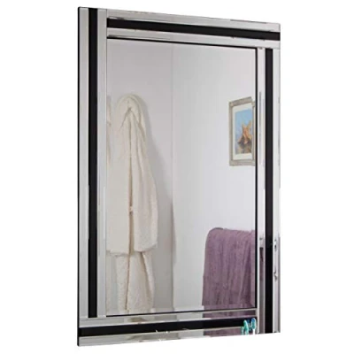 Image of Dalton Black And Silver Bevelled Triple Edge Wall Mirror 2ft3 x 1ft10 68cm 56cm, YC098