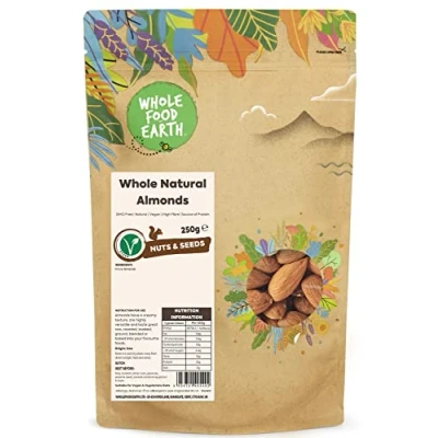 Image of Wholefood Earth Whole Natural Almonds 250 g GMO Free High Fibre Source of Protein