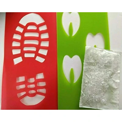 Image of Father Christmas Santa &amp; Reindeer Footprints Plastic Stencil Artificial snow