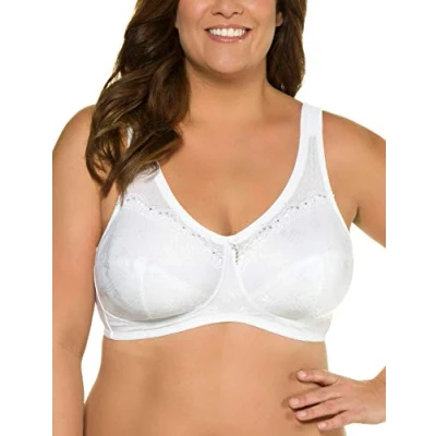 Image of Ulla Popken Women&#039;s Entlastungs bh, Kelly, Ohne Bügel, Spitze Wireless Bra, White (Weiss 20), 44F