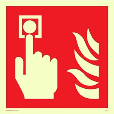 Image of Viking Signs FV343 S15 P Fire Alarm Call Point Symbol Only Sign, Photo luminescent Plastic Semi Rigid, 150 mm H x W,Red