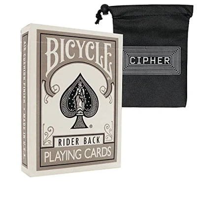 Image of Silver Coloured Bicycle Playing Cards Classic Rider Back Design Includes Cipher Bag