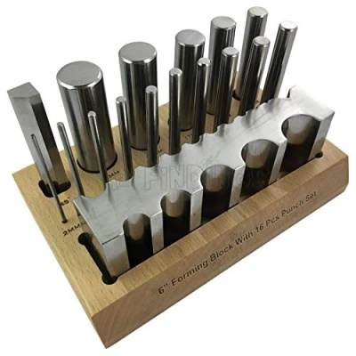 Image of Swage Block &amp; 16 Punch Set made of Steel Dapping Forming shaping Craft Tool