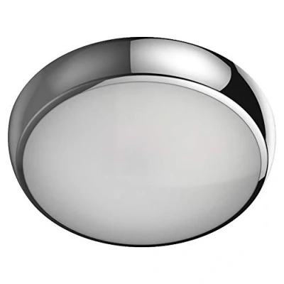 Image of LightHub 14W LED Microwave Motion Sensor Wall Ceiling Round Dome Bulkhead Light Fitting IP54 Indoor, Outdoor, Bathroom, Corridor, Commercial, Office, Hallway, Utility Chrome 4000K