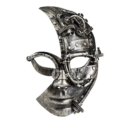 Image of Boland 10131933 Bol54524 Half Mask Robot Steampunk for Women, Adult, Multi Coloured