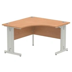 Image of Impulse 1200mm Corner Desk Oak Top Silver Cable Managed Leg