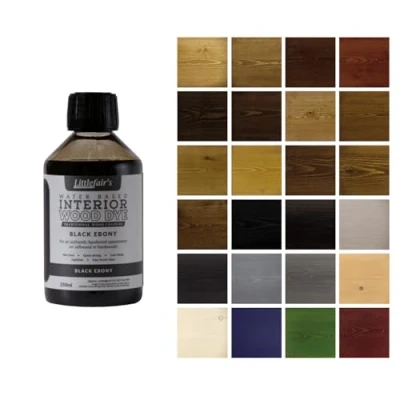 Image of Littlefair&#039;s Wood Stain Water Based 250 ml Indoor Furniture Light &amp; Dark Finishes Special Non Toxic Eco Friendly Formula for Crafts Colour: Black Ebony