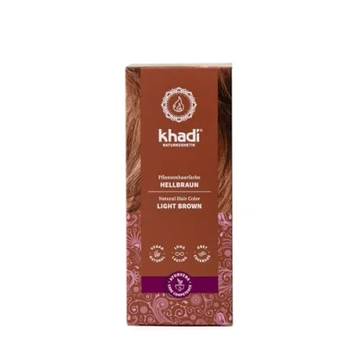 Image of khadi LIGHT brown natural Hair Color, Lets your shine in a uniquely warm, soft tone, dye 100% plant based, &amp; vegan, Certified cosmetics, 100g