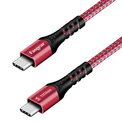 Image of Fasgear USB C to Type Cable, 1 Pack 3.1 Gen 2 Fast Charge 100W 20V/5A Power Delivery, 10Gbps Data Transfer, 4K@60Hz Video Output, Compatible for Device (1.6ft, Red)