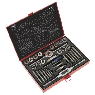 Image of Sealey Tap &amp; Die Set 33pc Split Dies Metric/UNF/BSP