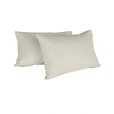 Image of Italian Bed Linen Max Couple of Plain Color Pillowcases, 100% Cotton, Cream, 52x82cm