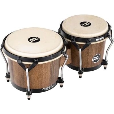 Image of Meinl Percussion Bongos Headliner Wood 2 hand drums with 6.75 and 8 inches including tuning key Siam Oak, Brown (HTB100WB M)
