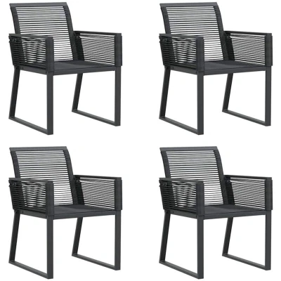 Image of vidaXL Garden Chairs 4 pcs Black Poly Rattan