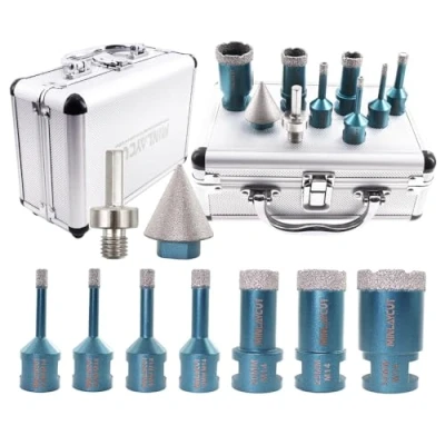 Image of MINLAYCUT Diamond Core Drill Bits Set (6/6/8/10/20/25/35mm+35B+Hex) Tile Hole Saw Kit 9pcs for Porcelain Ceramic Granite Marble
