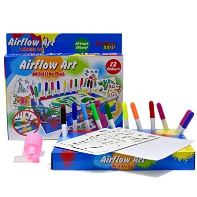 Image of Kreative Kids TY1429 Wildlife Air Flow Pens Playset in Hanging Box, Multicolor, 31 Piece Set