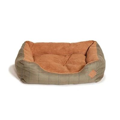 Image of Danish Design Hunter Tweed Green Faux Suede Hard Wearing Washable Dog/Puppy Snuggle Bed 23 Inch