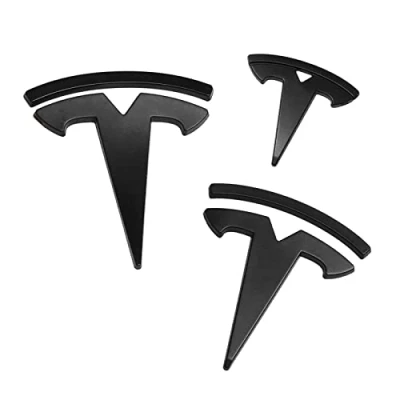 Image of HEYCE Metal Car Emblem, Black, Fits Tesla Model 3