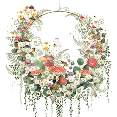 Image of Nigel Quiney Artistic Blank Greeting Card Garden Wildlife Among Mushrooms Suitable for Birthday/Anniversary Pizazz Range, White, 160 x mm