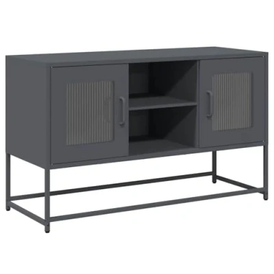Image of vidaXL TV Cabinet Anthracite Cold Rolled Steel, Ample Storage, Modern Design, Living Room/Bedroom