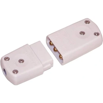 Image of Electric Lead In Line Flex Connector Plug Socket, 3 Pin Cable Wire Joiner, 10 Amp 220 250V CE UK white