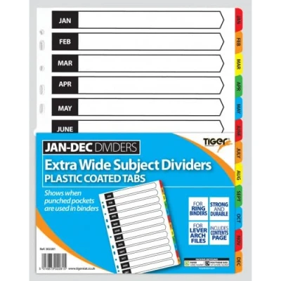 Image of 2X A4 Extra Wide Jan Dec Subject Dividers + Free finchley Pen