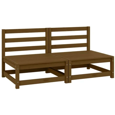 Image of vidaXL Garden Middle Sofas 2 pcs Honey Brown Solid Wood Pine