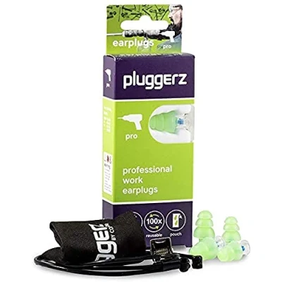 Image of Pluggerz Earplugs Pro 2 Pairs (S/M M/L) Reusable Soft &amp; Comfortable Filtered 24 dB DIY Protection Against Noise Professional Prevents Ear Pain