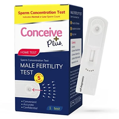 Image of CONCEIVE PLUS Male Fertility Test Accurate Sperm Concentration &amp; Testosterone Level Rapid Tests, Results in 5 Minutes Easy Discreet Sperms Count Test, Mens Semen Monitor