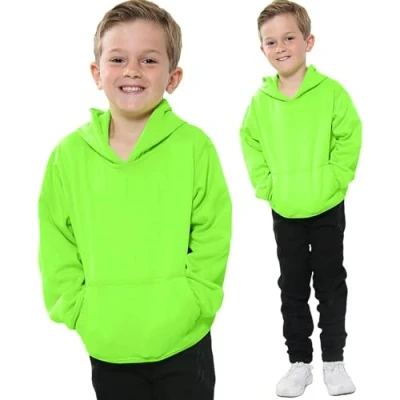 Image of A2Z 4 Kids Girls Boys Plain and Tie Dye Print Sweatshirt Pullover Sweat Hoodie Neon Green 9 10