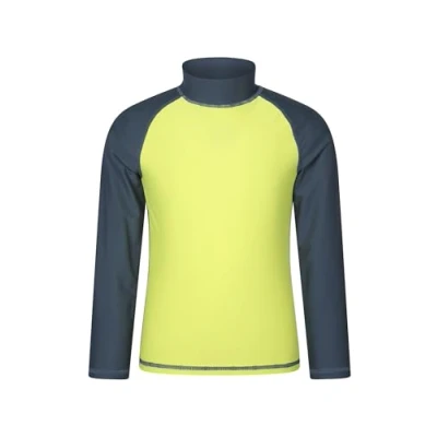 Image of Mountain Warehouse Kids Rash Vest UV Protection Guard, Long Sleeves Childrens Shirt, Flat Seams, Quick Drying, Stretch Fabric Ideal for Swimming, Alloy Grey Size 3 4 Years