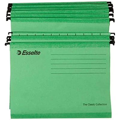 Image of Esselte 90318 Classic Reinforced Suspension File, A4, Tabs Included, Green, Pack of 25