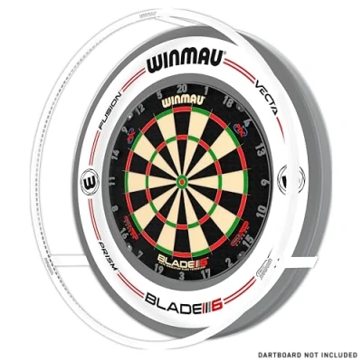 Image of WINMAU Plasma Ice Dartboard Light Bundle White 360 Degree with Grey &amp; Pro Line Dart Board Surround
