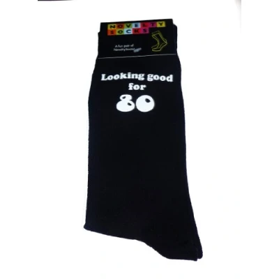 Image of Looking Good for 80 Black Mens Socks 80th Birthday Present