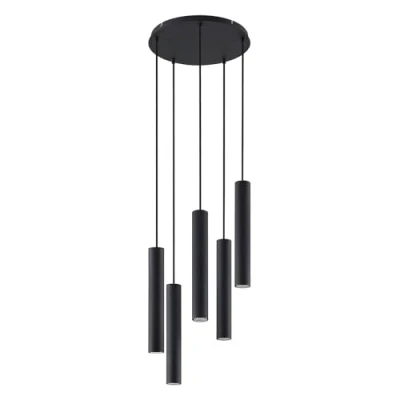 Image of Lindby pendant light Sanad, 70 cm, black, 5 bulb, steel