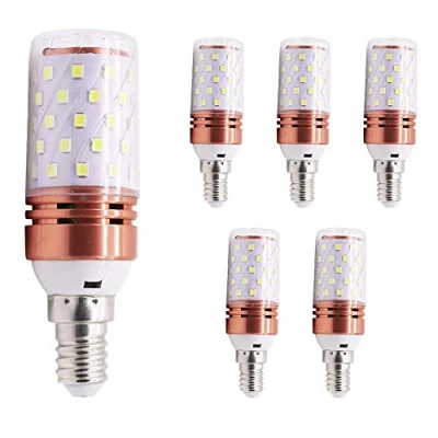 Image of Mengjay® Pack of 5 LED Corn Light Bulbs, E14, 12W, 100W Incandescent Equivalent, Cool White 6000K, 800lm, Small Edison Screw, Non Dimmable Candelabra Bulbs