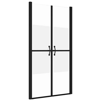 Image of vidaXL Half Frosted Shower Door with Aluminium Frame Modern and Elegant Design, Easy Installation, Adjustable Width (93 96) x 190 cm