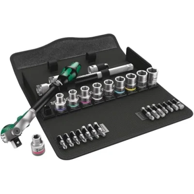 Image of Wera 8100 SC 9 Zyklop Speed Multi function Ratchet, Socket &amp; Bit Set, 1/2&quot; Drive, Imperial, 28pc, 05004079001