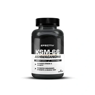 Image of Efectiv KSM 66 Ashwagandha Capsules with 5% Withanolides 600mg Stress Relief &amp; Anxiety Supplement Non GMO UK Made Supports Muscle Recovery Cognitive Function 60