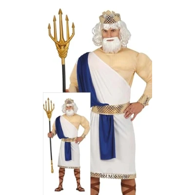 Image of FIESTAS GUIRCA Poseidon Greek God Fancy Dress Costume Adult Man Size Medium