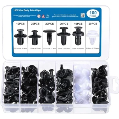Image of MMOBIEL 100Pcs Auto Body Fastener Rivet Retainer Clip Set for Car Panel, Bumper, Trim Screws Replacement