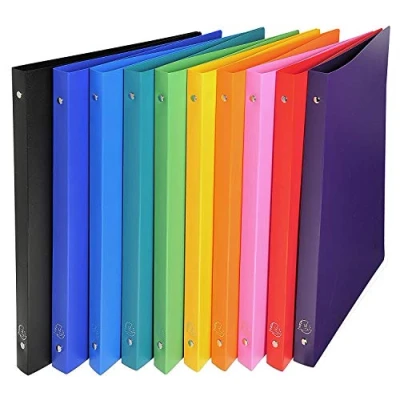 Image of Exacompta A4 Flexible Polypropylene Slim Ring Binder 2 20mm Spine Pack of 5 Assorted Colours (10)
