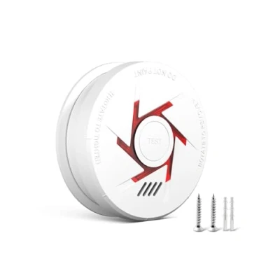 Image of 9V battery Photoelectric Smoke Alarm with 10 Years Life Detector Test Button 5 year 1 Pack