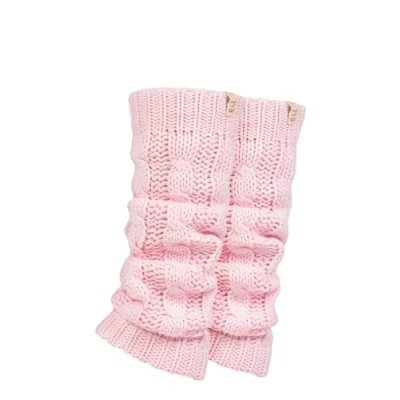 Image of Elle Ladies Chunky Leg Warmers Winter Warm Cable Knit Patterned for Ballet, Dance or Casual Wear In One Size 2 Pairs Pink