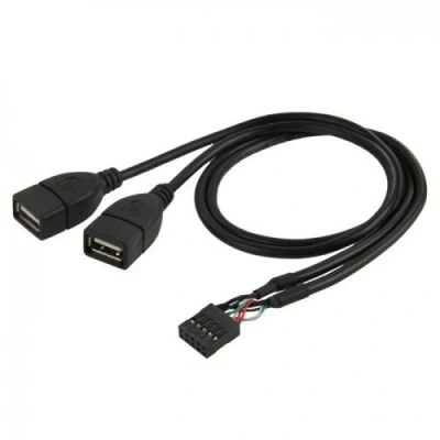 Image of JSER USB 10 Pin 9Pin Motherboard Female Header to Dual 2.0 Adapter Cable 50cm