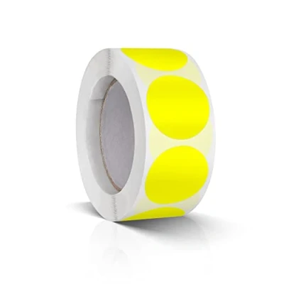 Image of Round Stickers Yellow 25 mm Circle Labels Colour Coding Dot Vinyl Floor Sticker Waterproof Removable Roll of 500