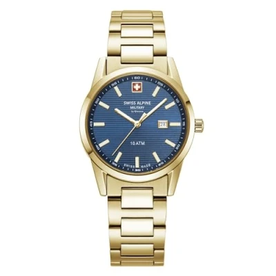 Image of swiss alpine military Women&#039;s Watch Analogue Quartz 77767.1 Stainless Steel, Gold/Gold/Blue 1115sam