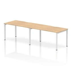 Image of Evolve Single White Frame Bench Desk 1400 Maple (2 Pod) BE354