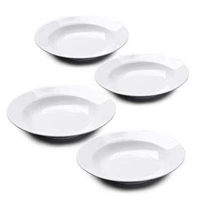Image of WM Bartleet &amp; Sons 1750 TSET130 Traditional Set of 4 Porcelain Individual Soup, Cereal, Rice, Noodle, Salad Bowls with Rim 22cm White