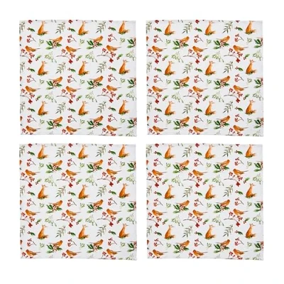 Image of Cooksmart Set of 4 British Designed Christmas Napkins Table For Parties, Events &amp; Xmas Dinners Cotton All Festive Occasions A Winters Tale